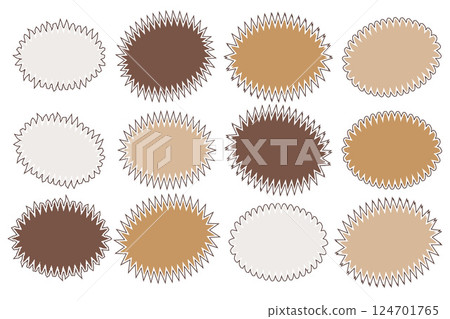 Vintage ellipse zigzag brown badge collection.Vector illustration 124701765