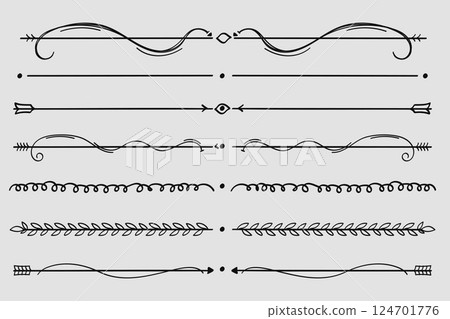 Hand-drawn nature dividers layout separator decoration collection.Vector illustration. 124701776
