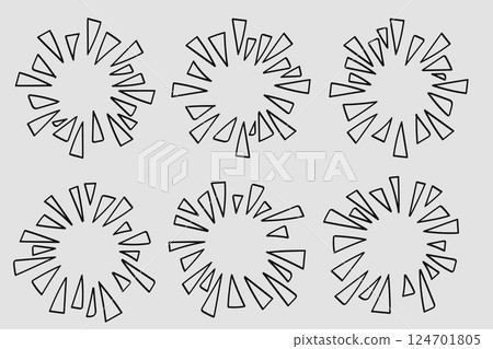 Abstract Hand Drawn Cartoon Firework Line Vintage Collection Abstract Hand Drawn Cartoon Firework Line Vintage Collection 124701805