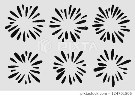 Abstract flat cartoon fireworks vintage collection. Abstract flat cartoon fireworks vintage collection. 124701806