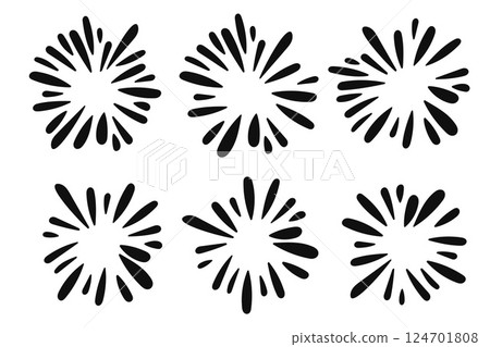 Abstract silhouette cartoon fireworks vintage collection. 124701808