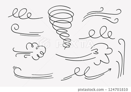 Wind doodle hand-drawn line art. Vector illustration. 124701810