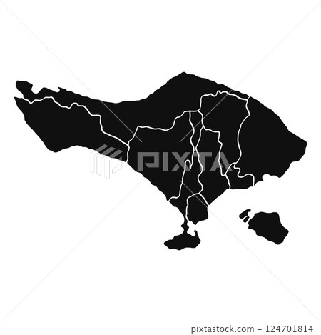 Bali indonesia map. Map of Bali Island is isolated on a white background. 124701814