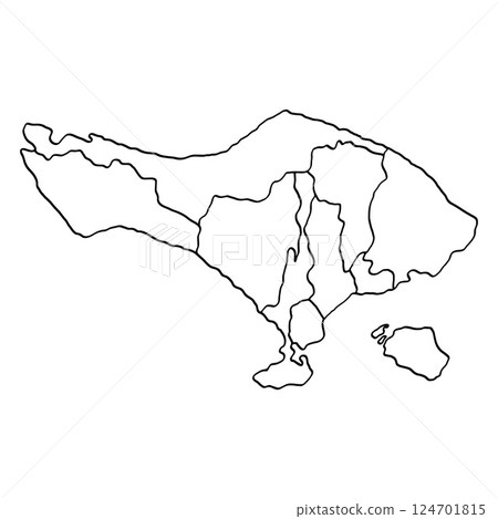 Bali indonesia outline map. Map of Bali Island is isolated on a white background. 124701815