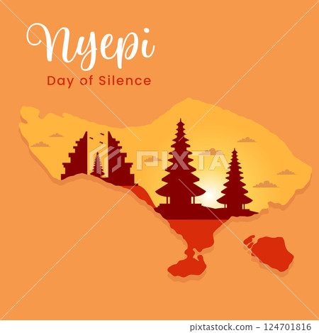 Nyepi Day.Balinese Day of Silence Greeting.Vector illustration 124701816