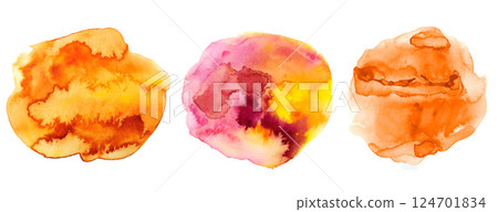 collection of artistic yellow watercolor banner in brush stroke style 124701834