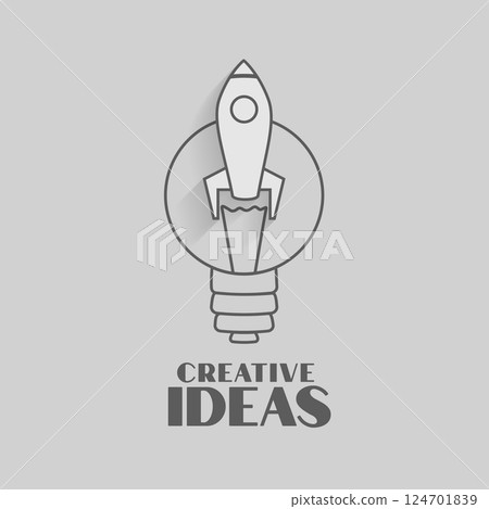 light bulb and rocket icons represent success idea concept 124701839