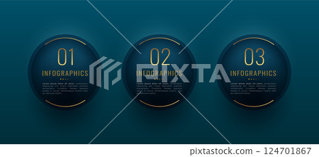 golden style 3 step or option business marketing template 124701867