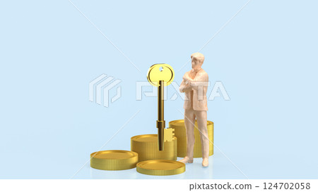 The Key and coins for Business concept 3d Rendering. The Key and coins for Business concept 3d Rendering. 124702058