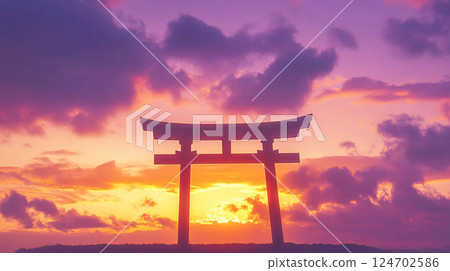 Torii and sunset 124702586