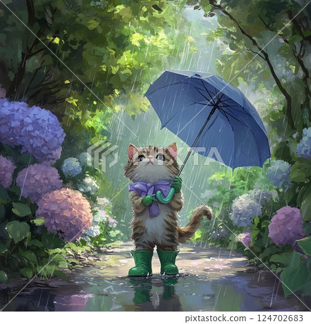 Rainy season cat 124702683