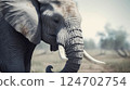 Close-up side view of the head of an elephant in the savannah. wild animals, AI-generated 124702754