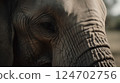Close-up side view of the head of an elephant in the savannah. wild animals, AI-generated 124702756