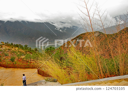 China, Yunnan Province, Shangri-La, Xiangge Liala Scenic Area, Jinsha River and Bamboo Forest 124703105