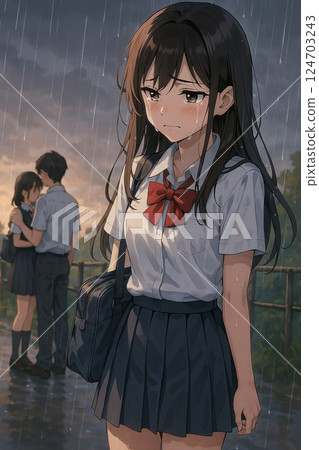 High school girl looking out the window High school girl looking out the window 124703243