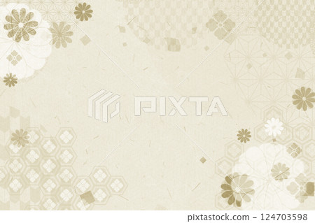 Traditional Japanese pattern, beige colored washi paper background Traditional Japanese pattern, beige colored washi paper background 124703598