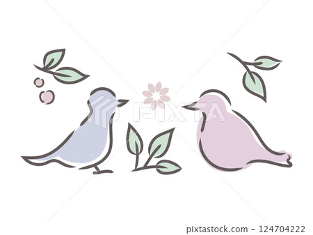Stylish birds and plants perched on the trees in the forest Stylish birds and plants perched on the trees in the forest 124704222