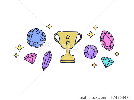 Stylish trophies and sparkling jewels 124704473