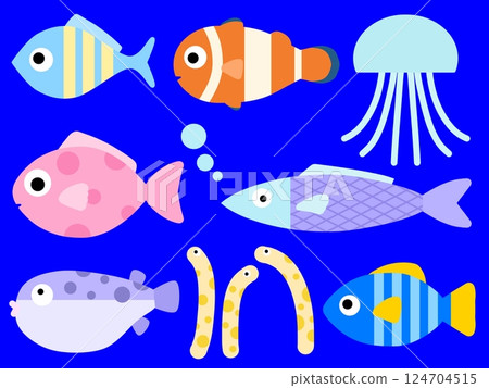 無縫圖案的海洋生物 A-2 無縫圖案的海洋生物 A-2 124704515