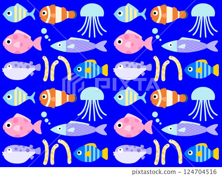 Seamless pattern of sea creatures A-2' 124704516