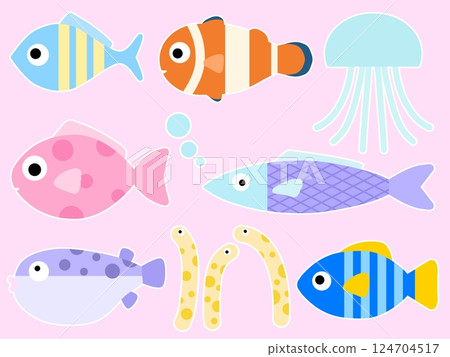 海洋生物無縫圖案 A-3 海洋生物無縫圖案 A-3 124704517