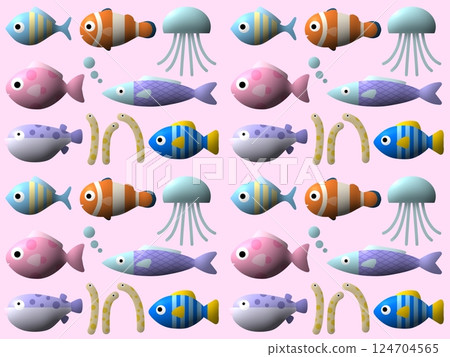 Pukupuku sea creatures seamless pattern B-3' Pukupuku sea creatures seamless pattern B-3' 124704565