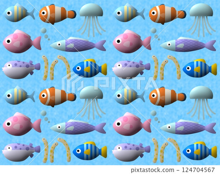 Pukupuku 海洋生物無縫圖案 B-4' 124704567