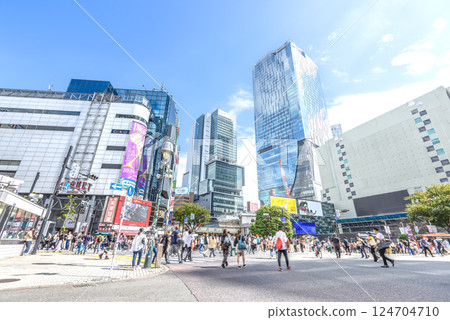 東京街景澀谷十字路口 東京街景澀谷十字路口 124704710