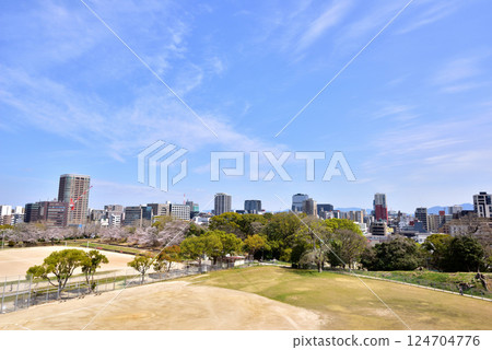 View to the northeast from Fukuoka Castle's castle tower. Fukuoka Castle ruins, castle tower. 124704776