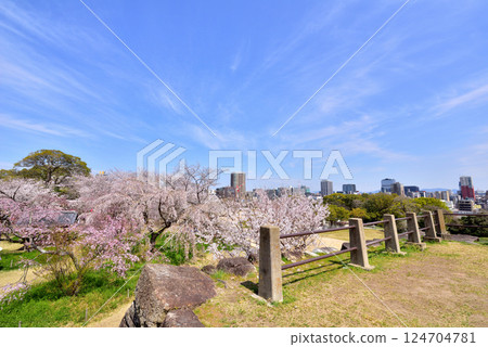 View to the northeast from Fukuoka Castle's castle tower. Fukuoka Castle ruins, castle tower. 124704781
