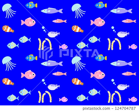 Sea creature seamless pattern C-2' 124704787
