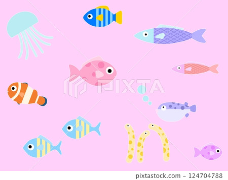 海洋生物無縫圖案 C-3 海洋生物無縫圖案 C-3 124704788