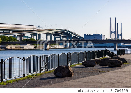 兵庫縣蘆屋市蘆屋川河口的風景 兵庫縣蘆屋市蘆屋川河口的風景 124704799