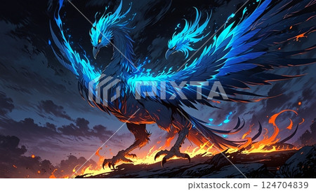 Phoenix with wings spread 124704839