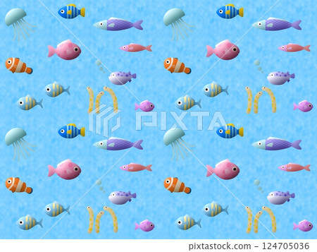 無縫圖案的肥美海洋生物 D-4' 無縫圖案的肥美海洋生物 D-4' 124705036