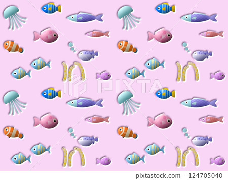 無縫圖案的肥美海洋生物 E-2' 124705040