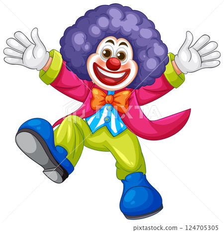 Colorful Clown Illustration with Playful Expression 124705305