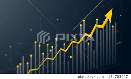 顯示上升趨勢的抽象黃色財務圖表 124705427