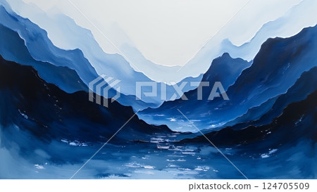 Deep blue and grey color textured abstract landscape Deep blue and grey color textured abstract landscape 124705509