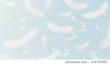 天上飄落的白色羽毛 124705963
