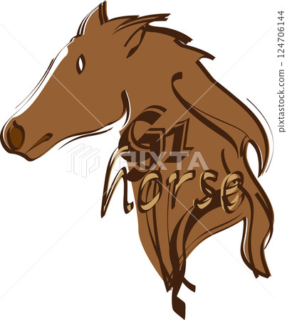 Cute hand-drawn illustration of a G1 horse 124706144