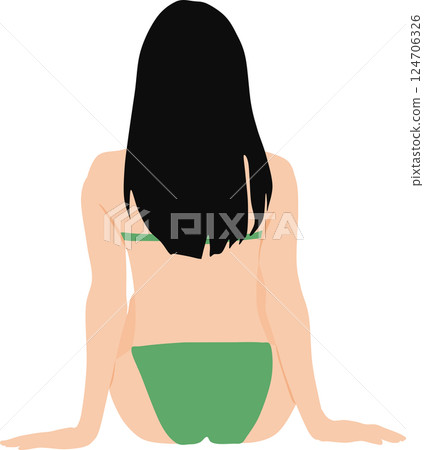 Illustration of a woman enjoying summer vacation on the beach (swimming in the sea) Illustration of a woman enjoying summer vacation on the beach (swimming in the sea) 124706326