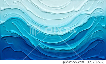 厚塗風格的抽象畫，以深藍色和淺青色的鮮豔色調呈現 124706512