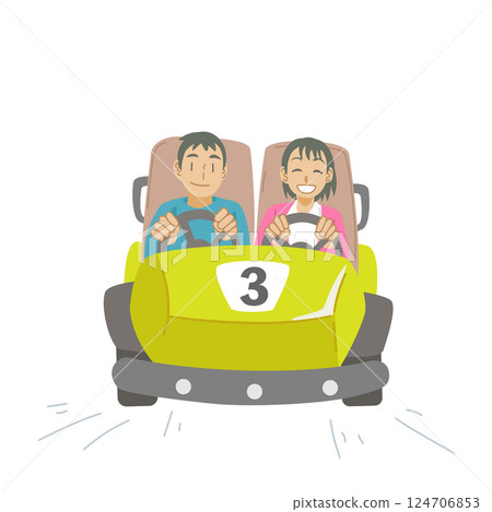 男孩和女孩享受卡丁車 124706853