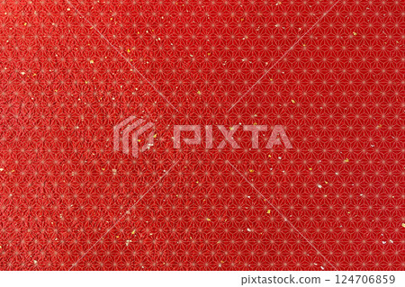 Traditional Japanese vermilion washi paper with a Japanese pattern design featuring gold and silver powder 124706859