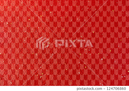 Traditional Japanese vermilion washi paper with a Japanese pattern design featuring gold and silver powder 124706860