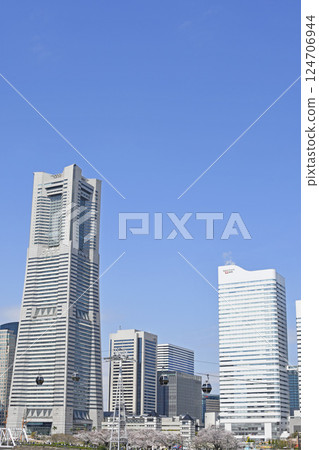 橫濱港未來21及櫻花 橫濱港未來21及櫻花 124706944
