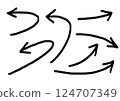 Hand-drawn arrow set, black 124707349