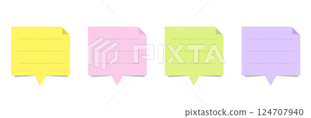 Colorful speech bubble sticky note set 124707940