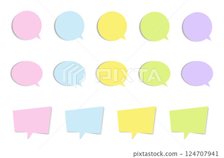 Colorful speech bubble sticky note set 124707941
